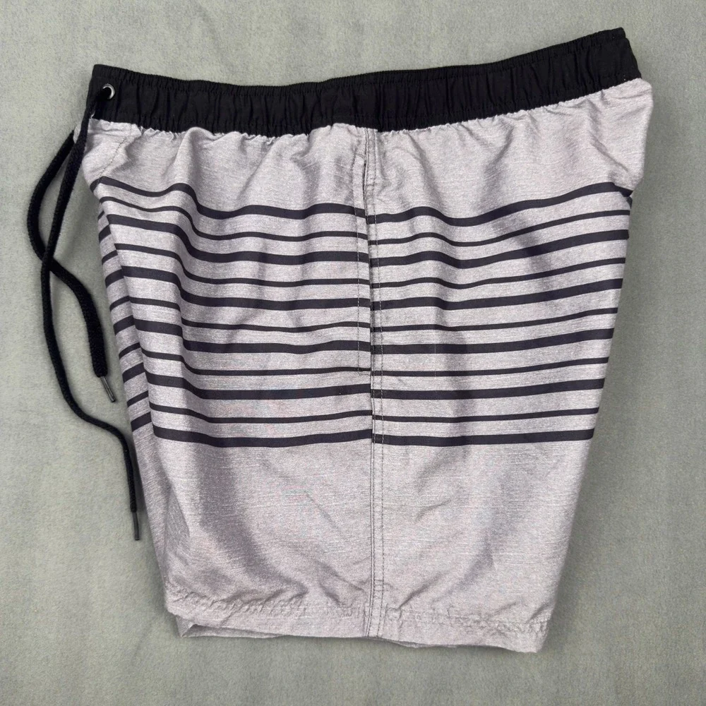 Cotton On Mens Swim Shorts Grey Black Striped Trunks Size Large